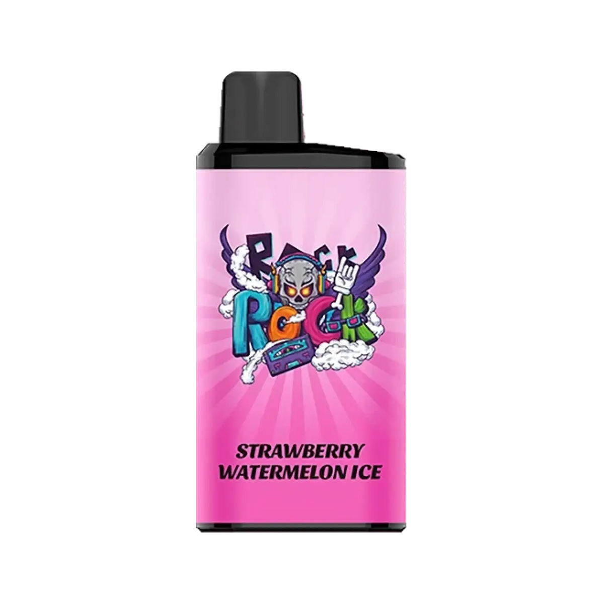 Iget bar pro pink rectangular vape pen with black cap and colorful graphics labeled strawberry watermelon ice