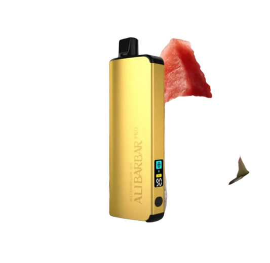 Gold-colored alibar pro 12000 ice adjustable vaporizer with black accents and battery display for iget pro vapes