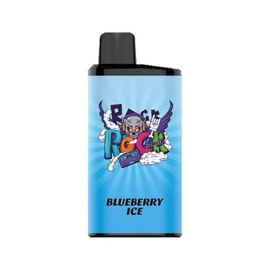 Iget bar pro blueberry ice vape cartridge with vibrant skull headphones wing design on light blue background