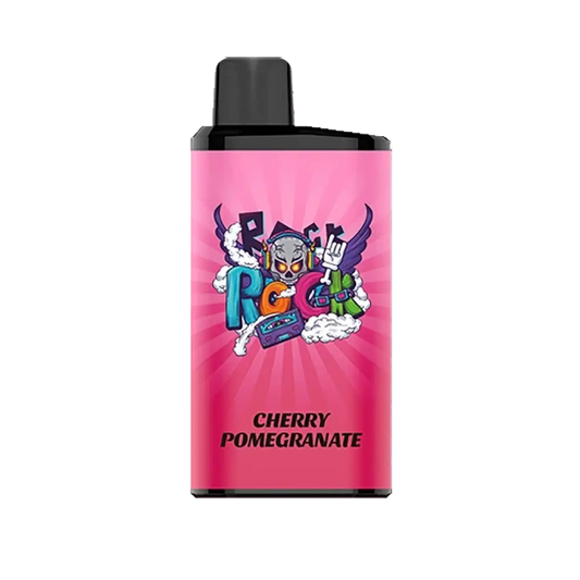 Pink rectangular iget bar pro vape pen with black top featuring cartoon skull and wings in cherry pomegranate design