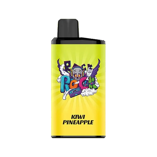 Vibrant yellow iget bar pro vape cartridge with cartoon skull design and kiwi pineapple flavor label for pro kiwi use