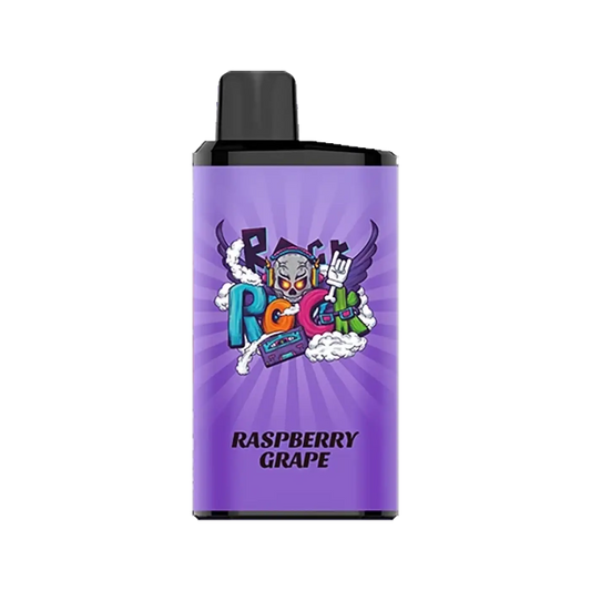 IGET Bar Pro raspberry grape flavor vape pen with purple body, cartoon skull design, and black cap for vaping