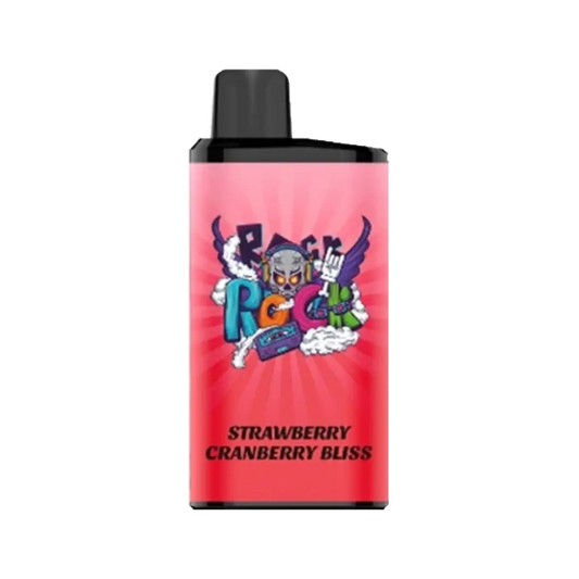 Pink rectangular vape cartridge with black cap and skull graphic labeled strawberry cranberry bliss from iget bar pro pro strawberry cranberry