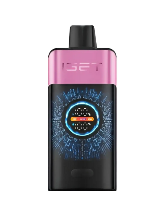 Iget one chup@ chups cherry vape pen in pink and black with glowing blue digital display from iget pro iget vapes